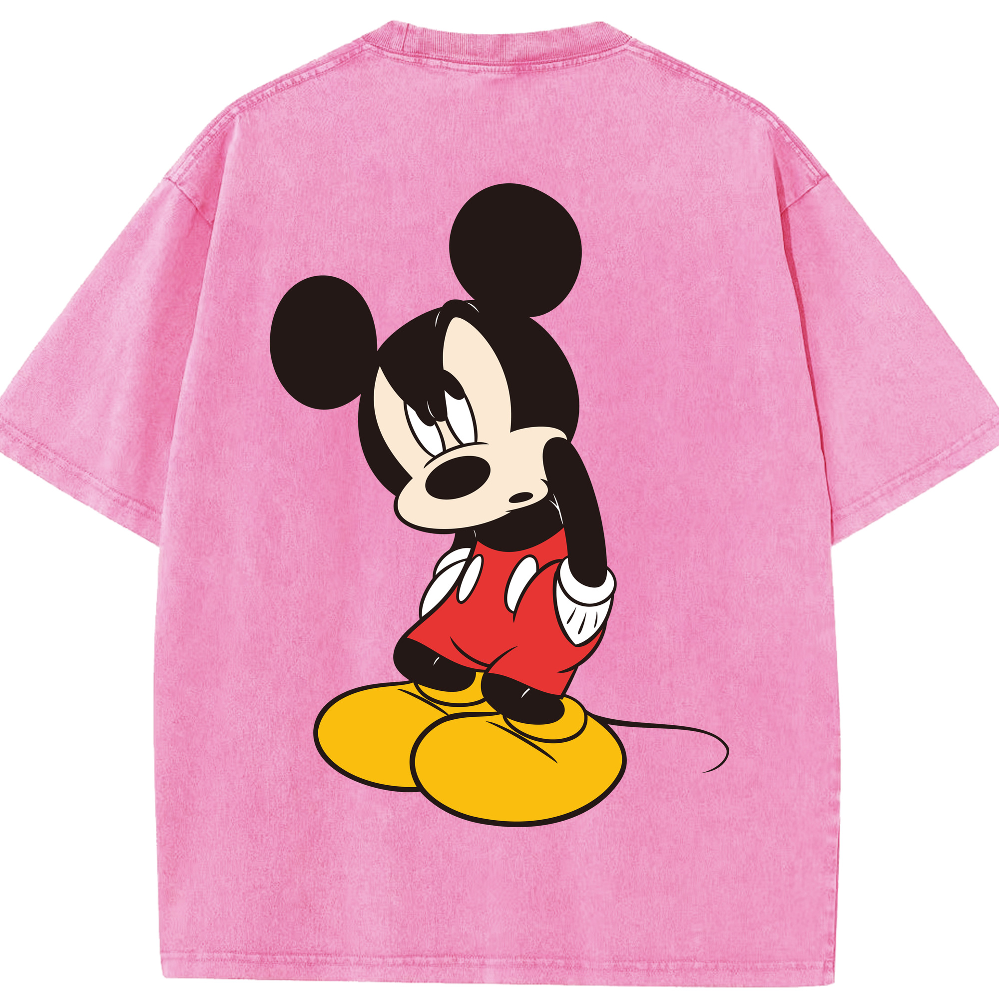 （画像用） ミッキーマウス Mickey Mouse 綿100% ヴィンテージ風 半袖Tシャツ（背面プリント）
